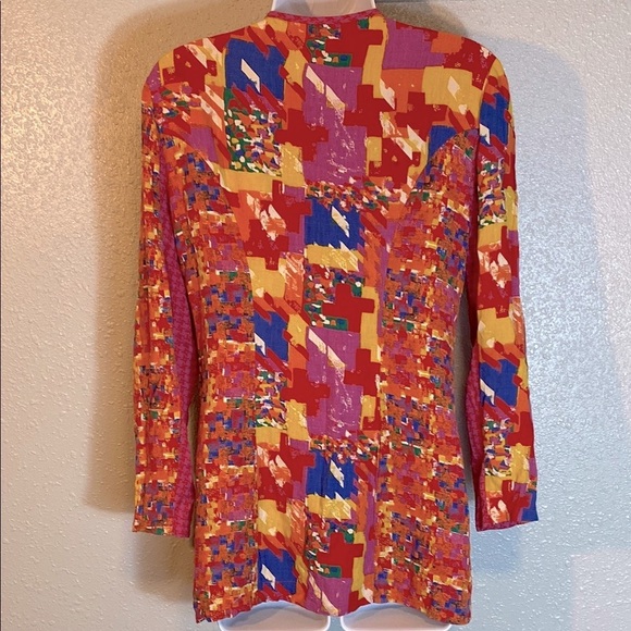 VNTG Carole Little Red and Yellow Blazer Vibrant Suit Jacket - Picture 9 of 10